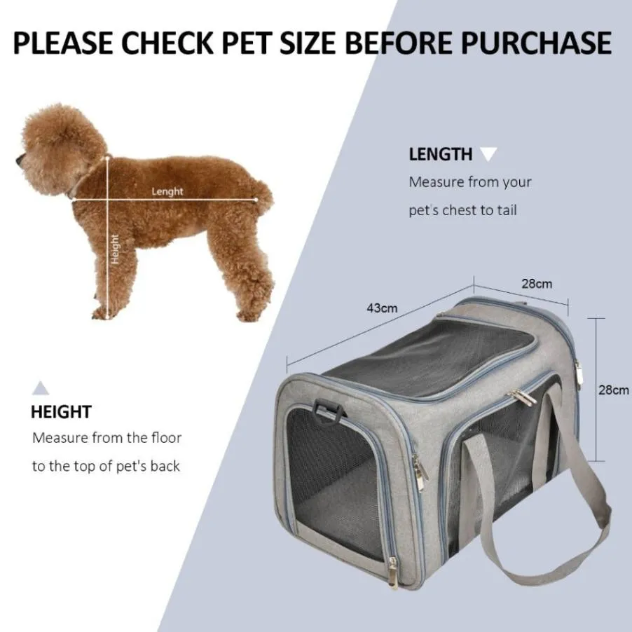 Compact Pet Carrier - Ideal for Small to Medium Cats, Dogs & Puppies up to 15 lbs!