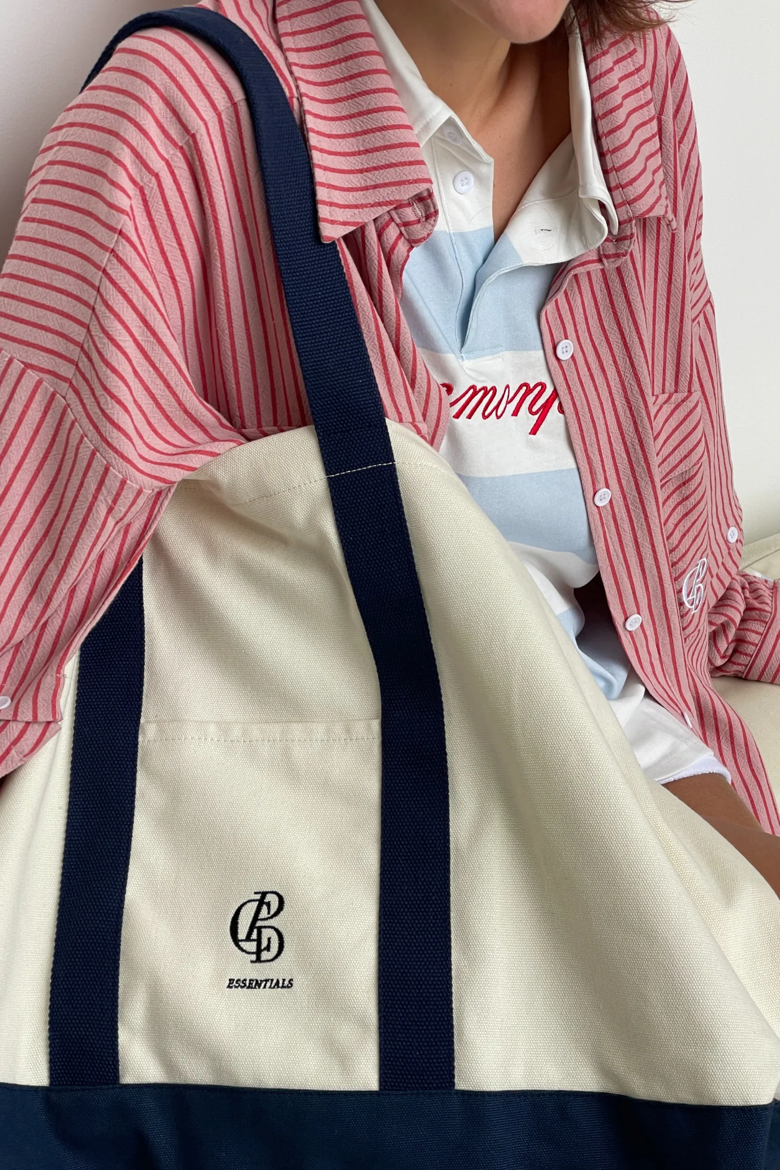 CPD Classico XL Tote Bag - Navy/Cream