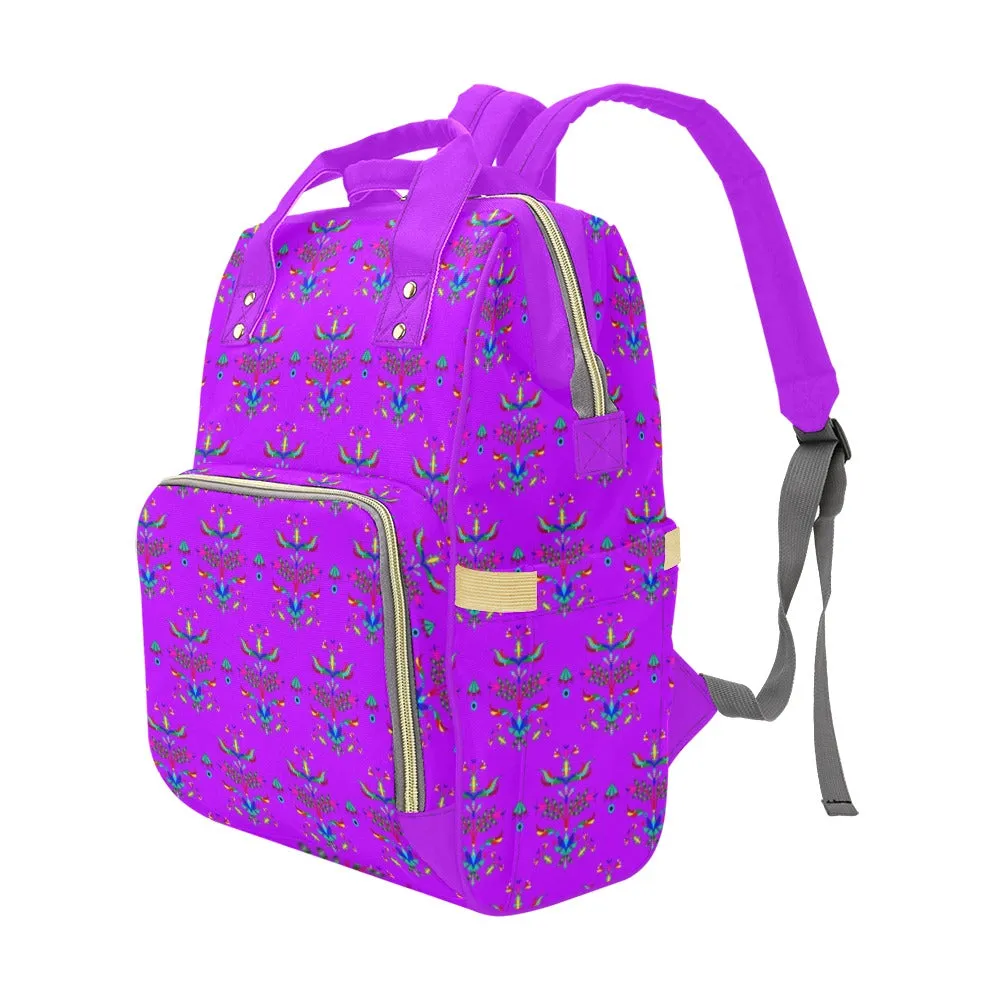 Dakota Damask Purple Multi-Function Diaper Backpack/Diaper Bag