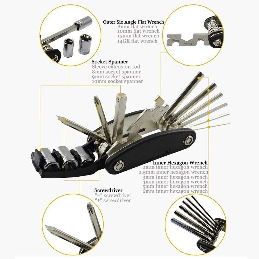 DAWAY 16 in 1 Multifunction Bicycle Tools Set