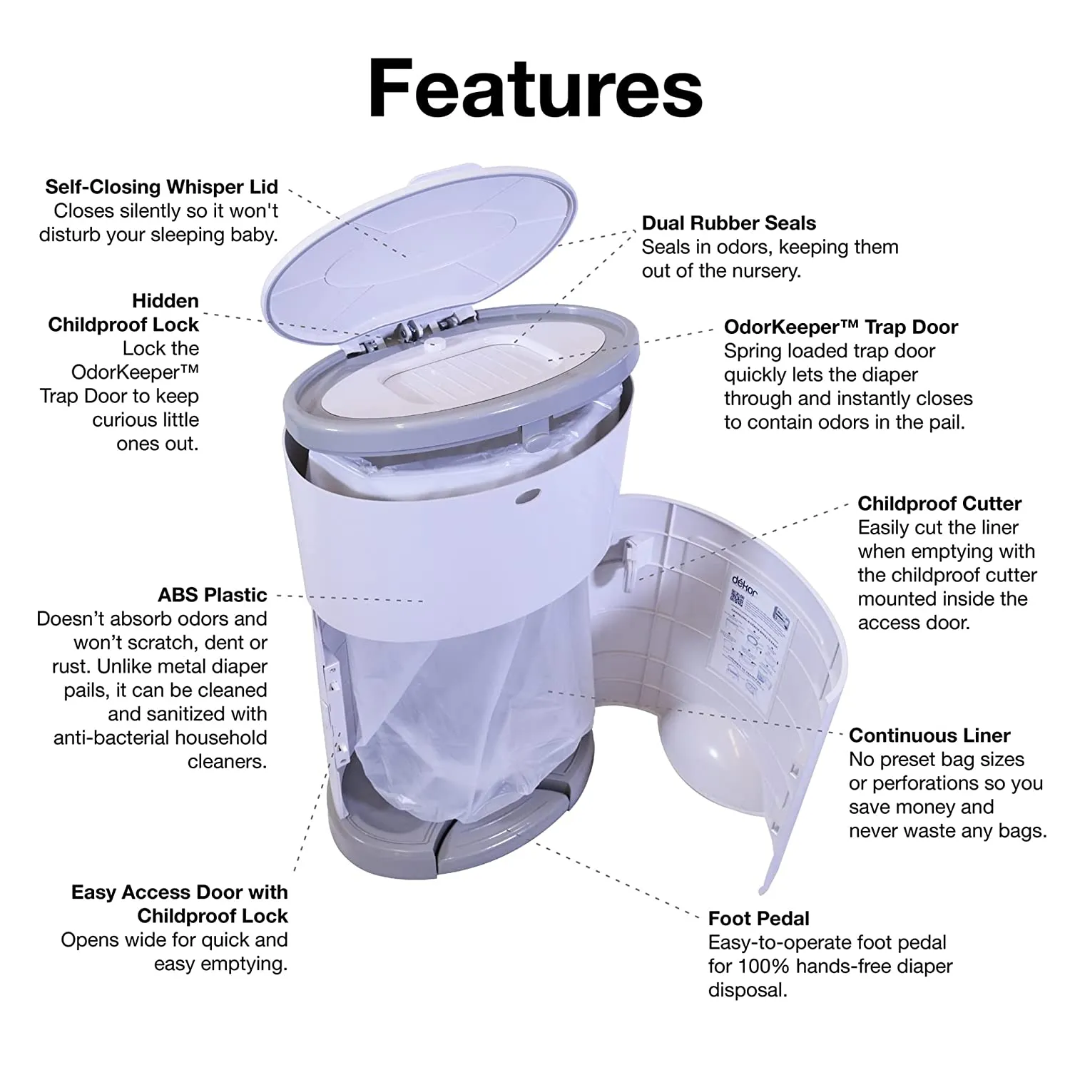 Dekor Plus Hands-Free Diaper Pail Gift Set