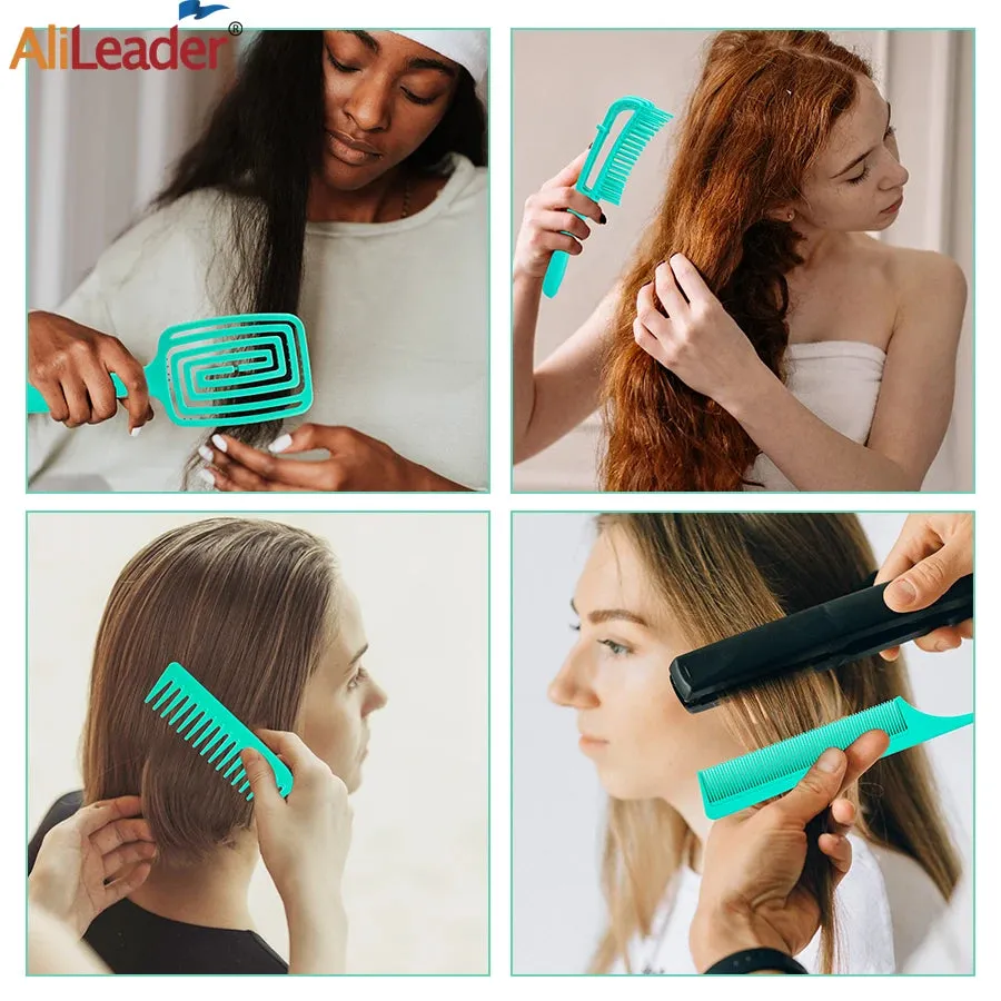 Detangling Brush 4 Pieces Hair Brush Set For Afro Curly Coily Long Hair Knots Detangler Easy To Clean Hair Care Styling Tools