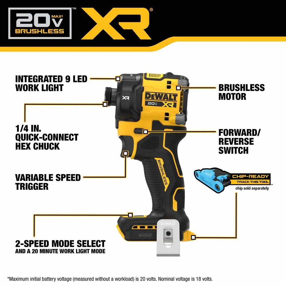 DeWalt DCF870E1 20V MAX XR Brushless Cordless 1/4 in. Quiet Hydraulic Impact Driver Kit