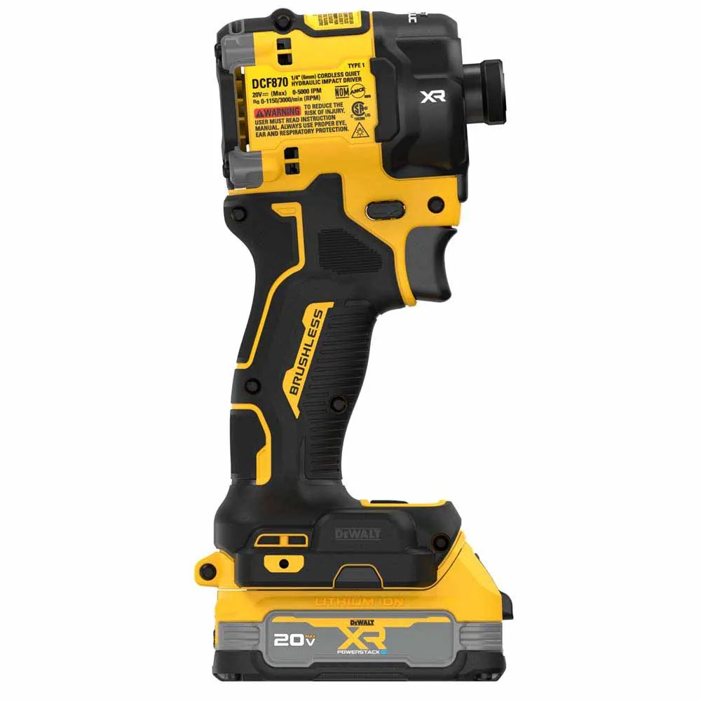 DeWalt DCF870E1 20V MAX XR Brushless Cordless 1/4 in. Quiet Hydraulic Impact Driver Kit