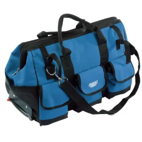 Draper Tools Rolling Tool Bag with Wheels, 58L Capacity - Blue and Black