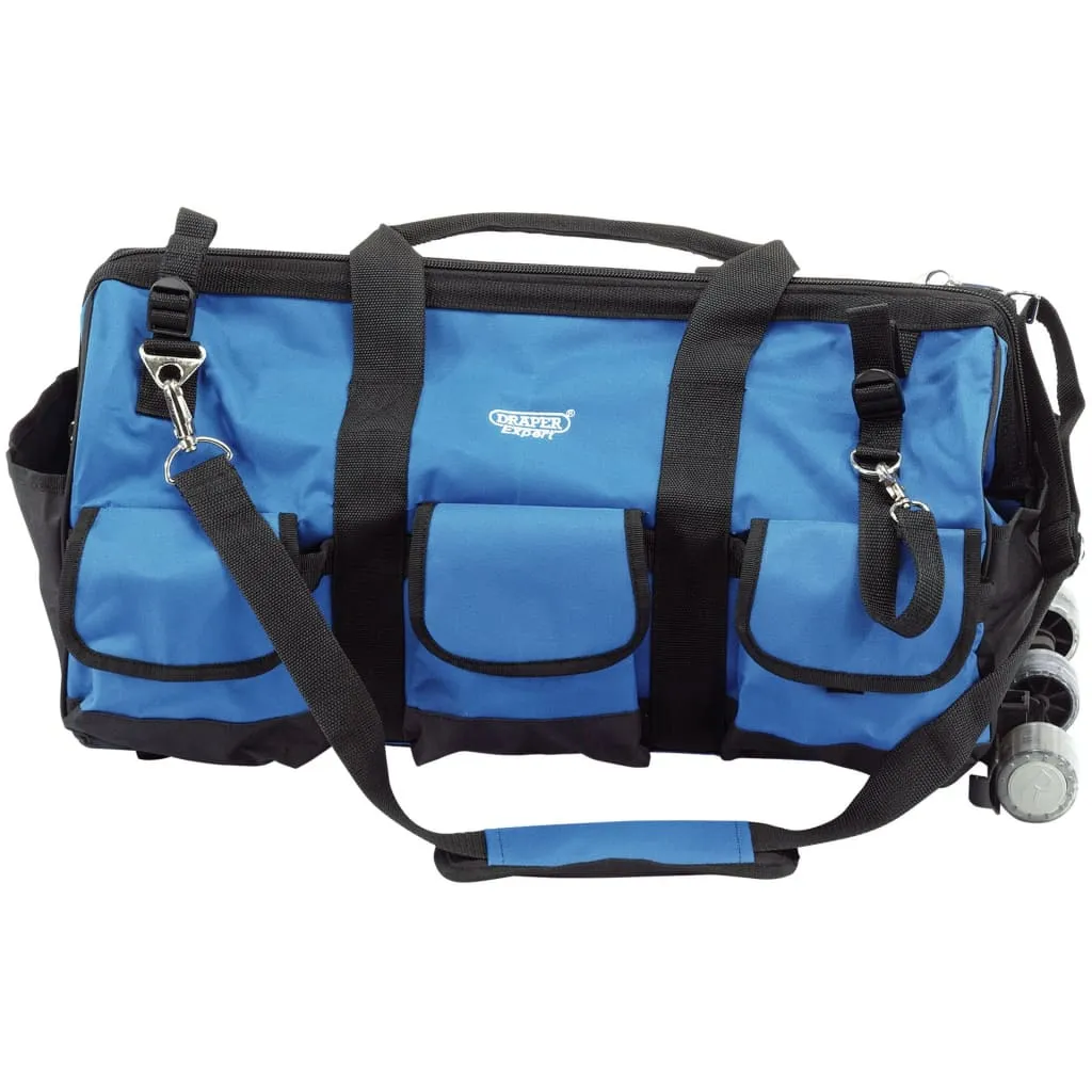 Draper Tools Rolling Tool Bag with Wheels, 58L Capacity - Blue and Black