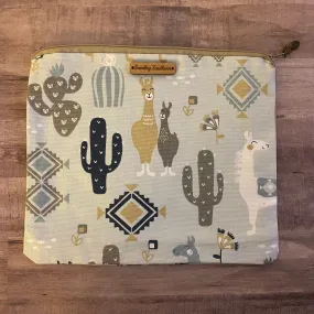 Dusty Blue Llamas Medium Zipper Bag