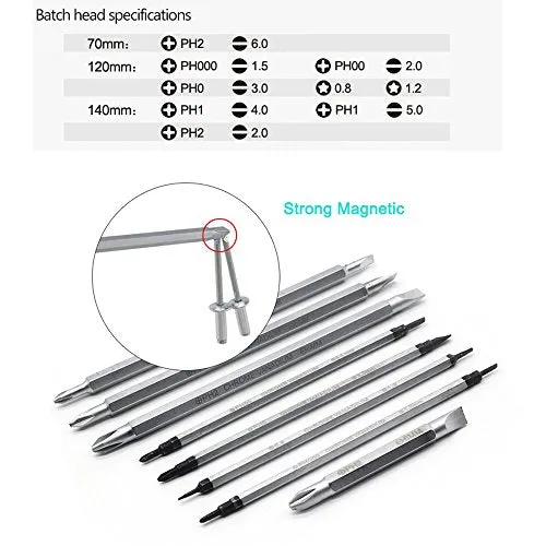 E.Durable Philips Screwdriver Set - Magnetic Long Bits Driver PH0 PH00 PH000 PH1 PH2 - Slotted 1.2 1.5 2.0 3.0 4.0 5.0 6.0, Pentalobe iPhone Screwdriver, Household Appliances Home Tool Kit (Screwdriver Set 1)