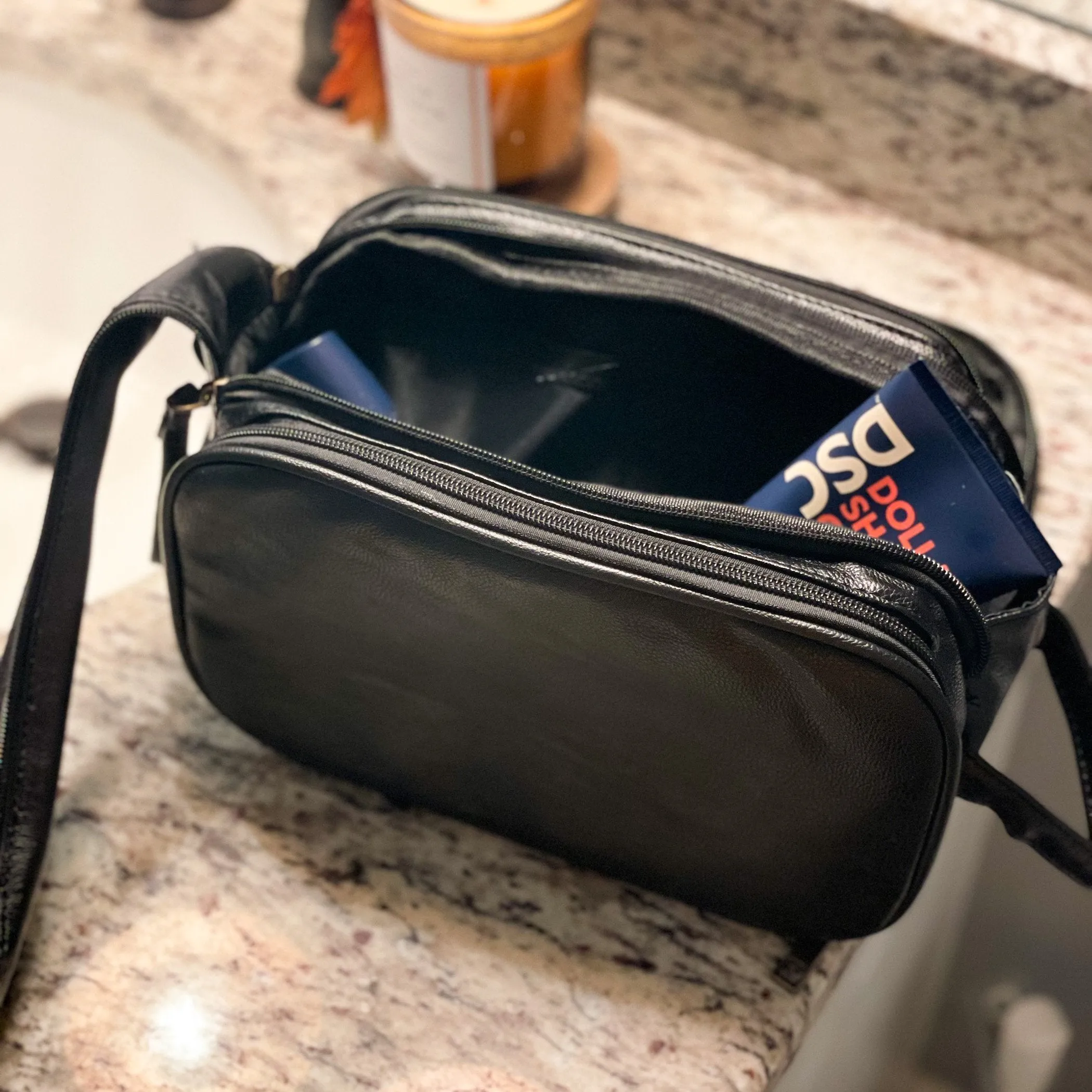 Embroidered Leather Dopp Kit