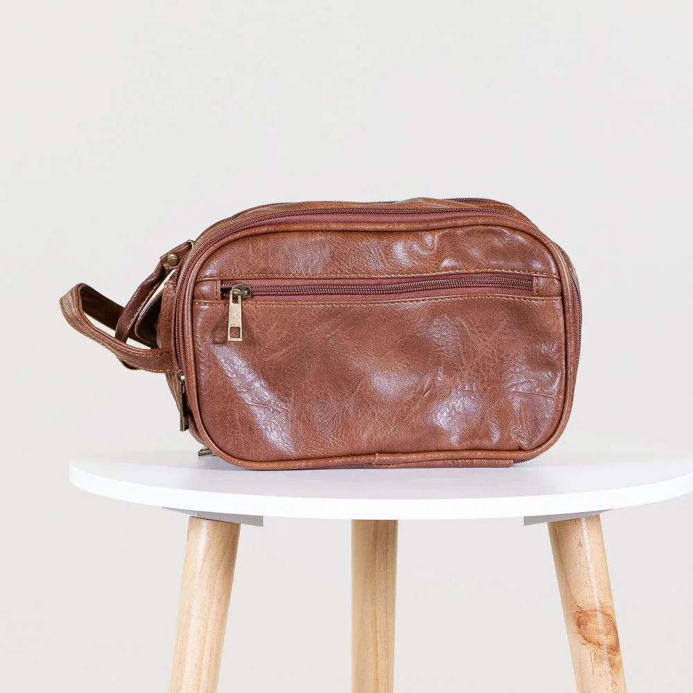 Embroidered Leather Dopp Kit