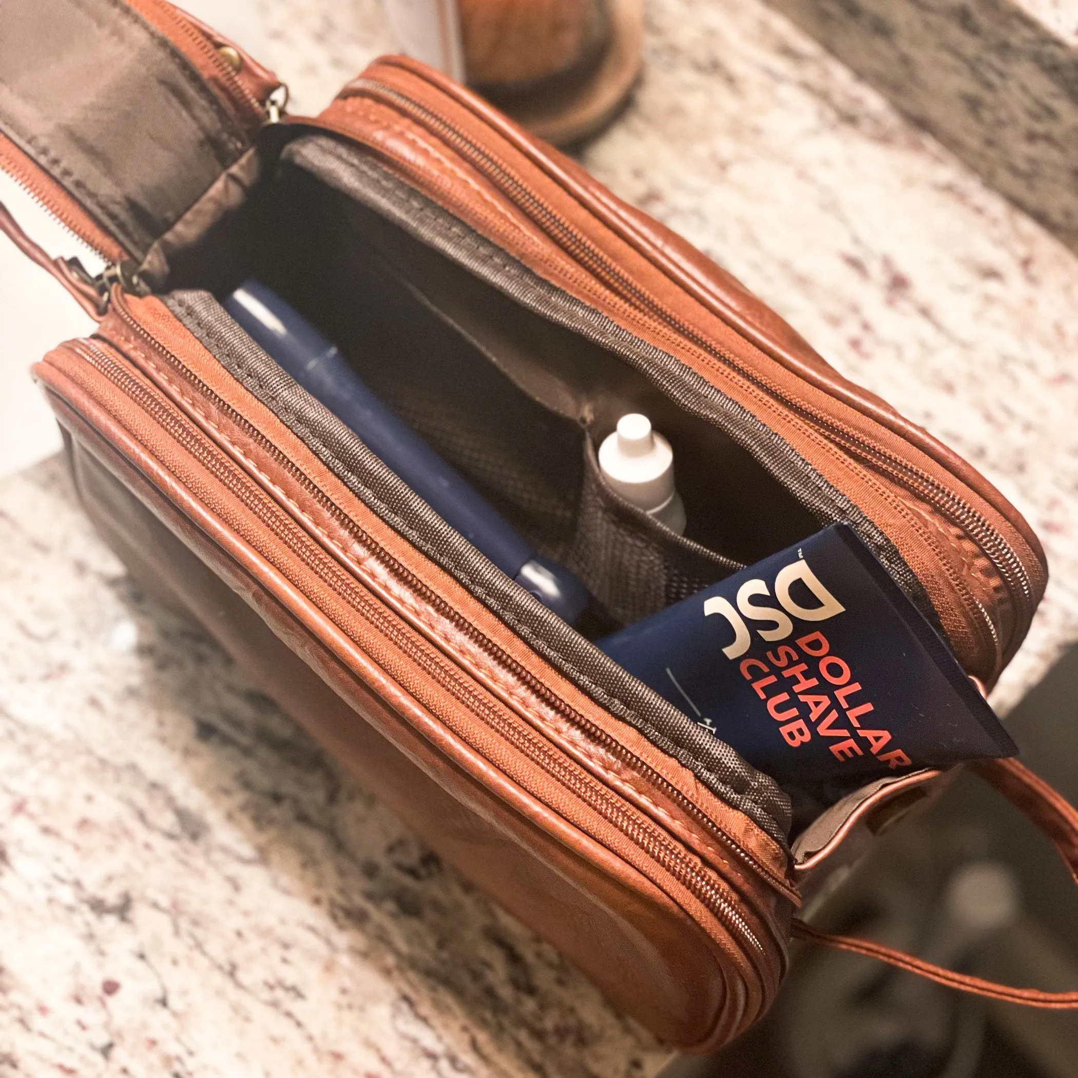 Embroidered Leather Dopp Kit