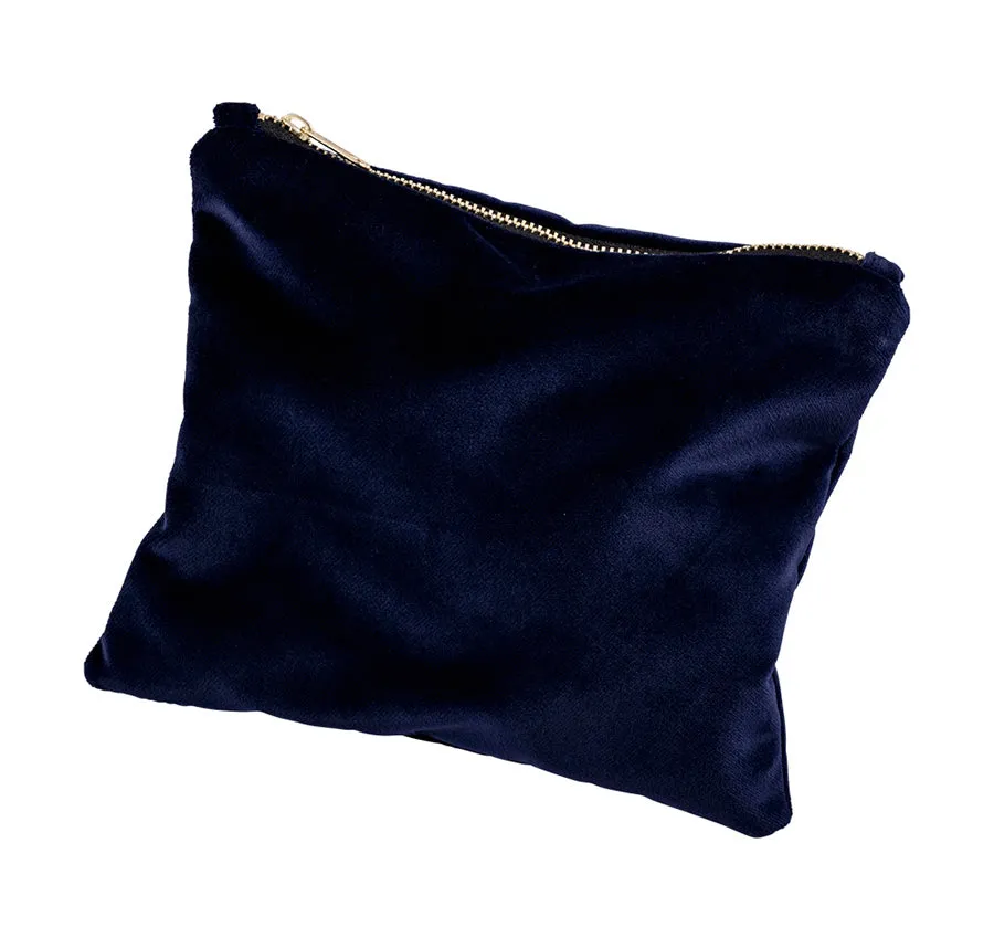 Embroidered Velvet Cosmetic Bag