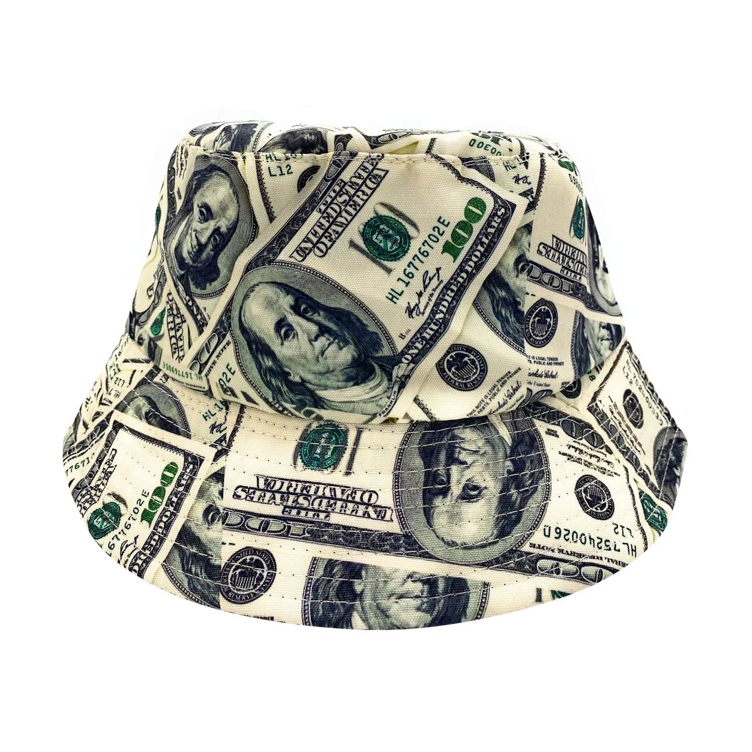 Empire Cove 100 Dollar Bill Money Bucket Hat Reversible Fisherman Cap Women Men