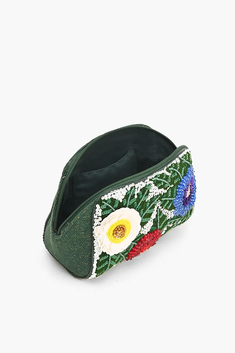 Evergreen Floral Cosmetic Pouch