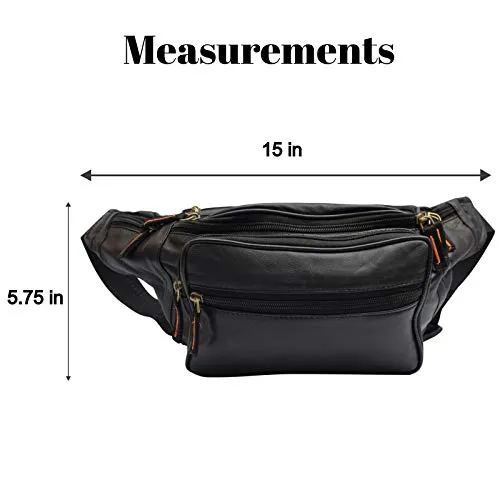 Fanny Pack Outdoor Travel Leather Fanny pack Leather Large Size 7 Pockets Waist Bag.Suitable for Outdoor Mountaineering, Travel, Camping, Cycling, Running, etc.