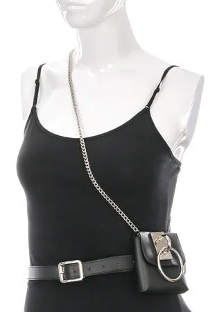 Faux Leather Chain Square Fashion Belt Bag