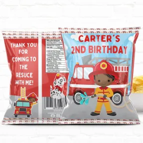 Firefighter Birthday Party Favor Personalized Chip Bags Instant Download