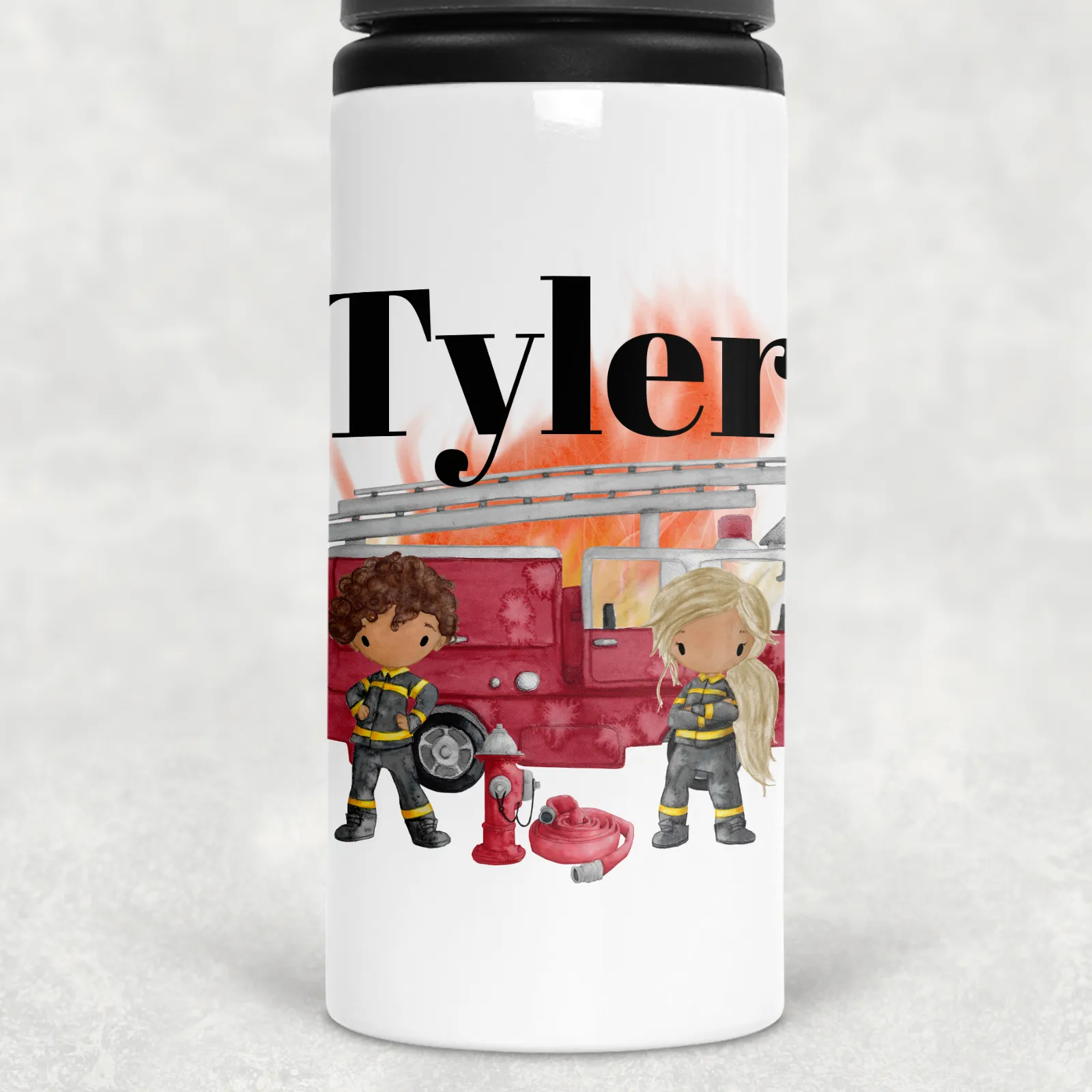 Firefighter Personalised Aluminium Straw Water Bottle 650ml