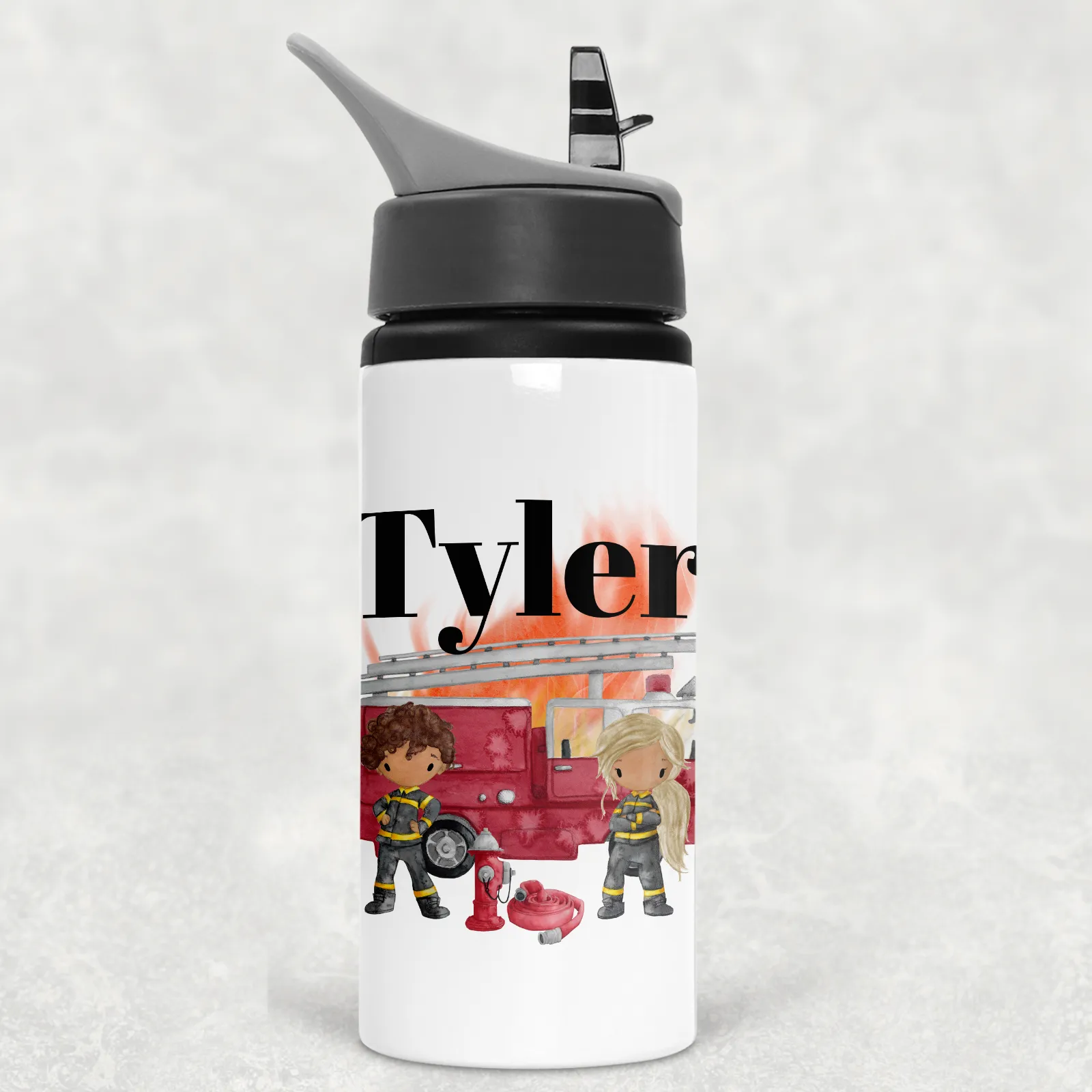 Firefighter Personalised Aluminium Straw Water Bottle 650ml