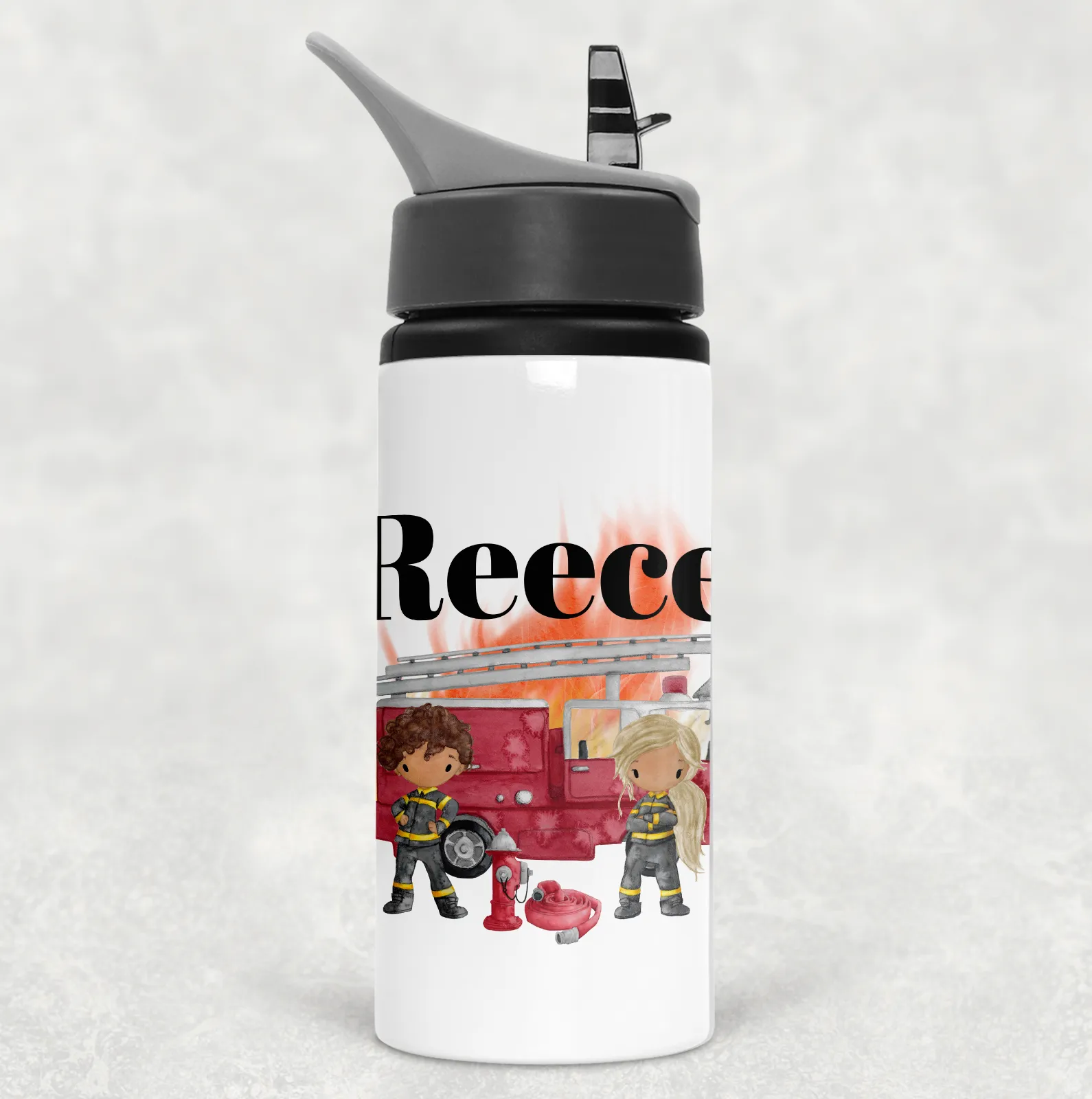 Firefighter Personalised Aluminium Straw Water Bottle 650ml