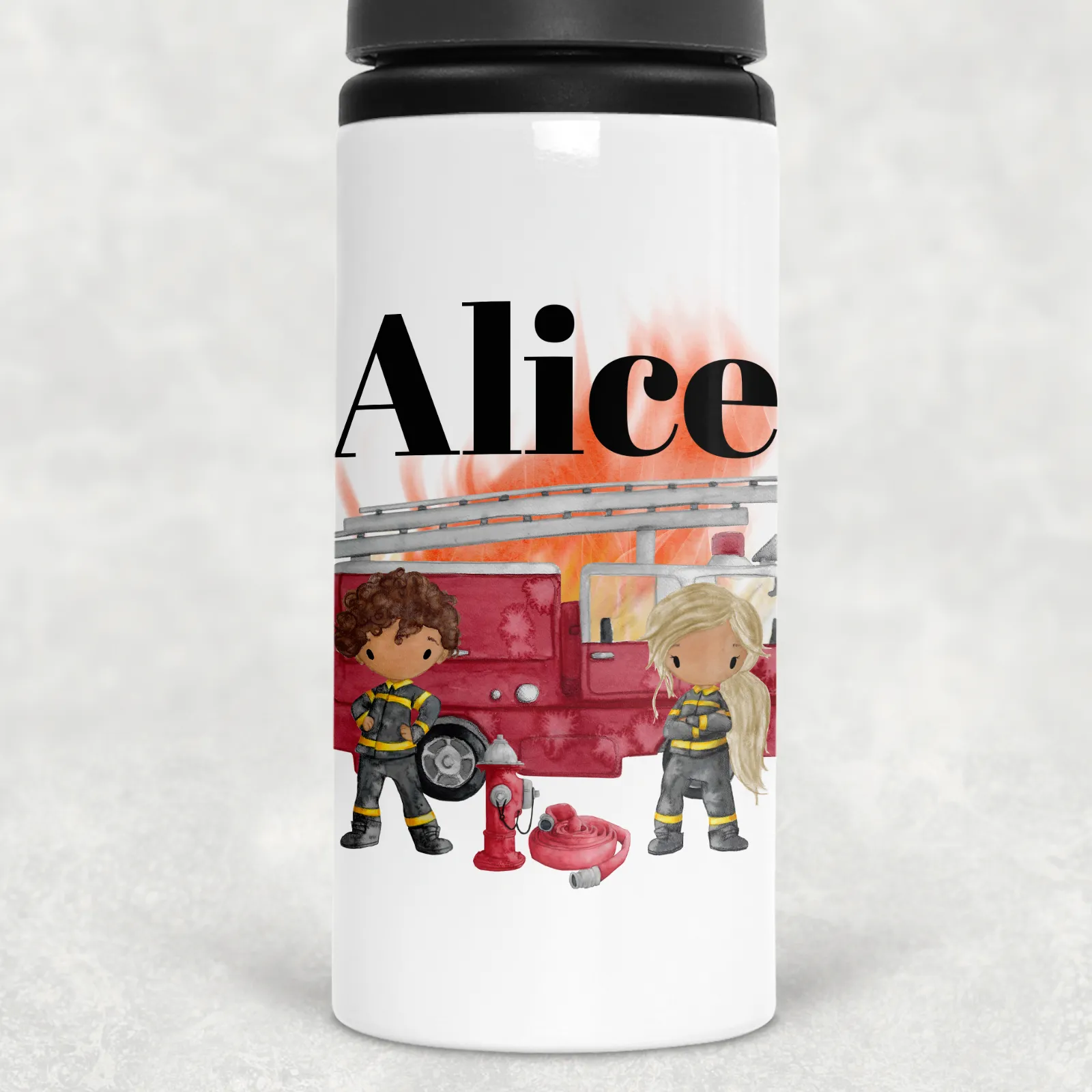 Firefighter Personalised Aluminium Straw Water Bottle 650ml