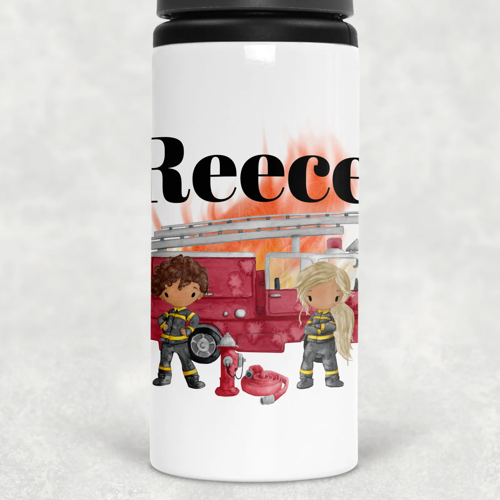 Firefighter Personalised Aluminium Straw Water Bottle 650ml