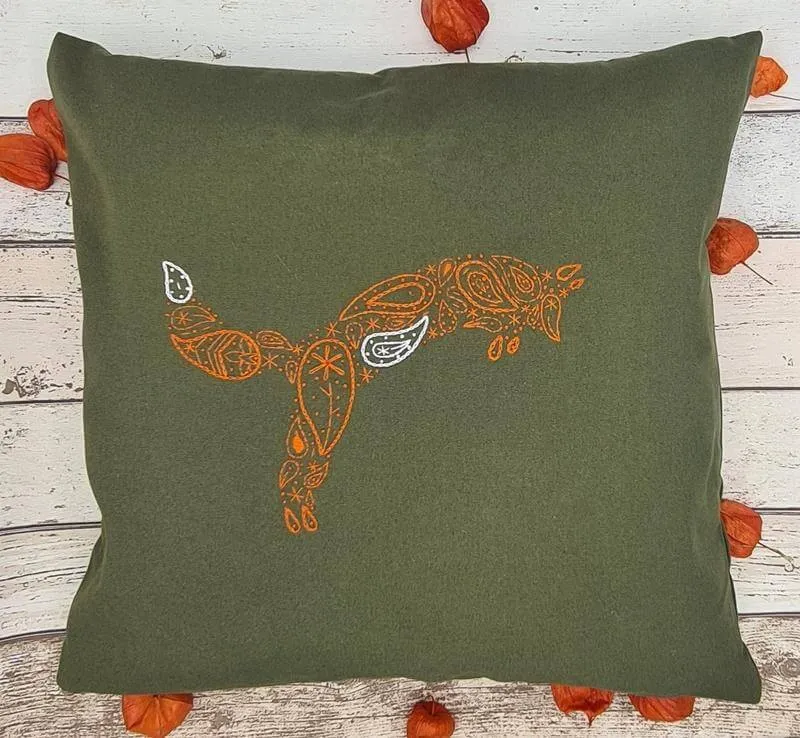 Fox Cushion Kit & Pattern - Green