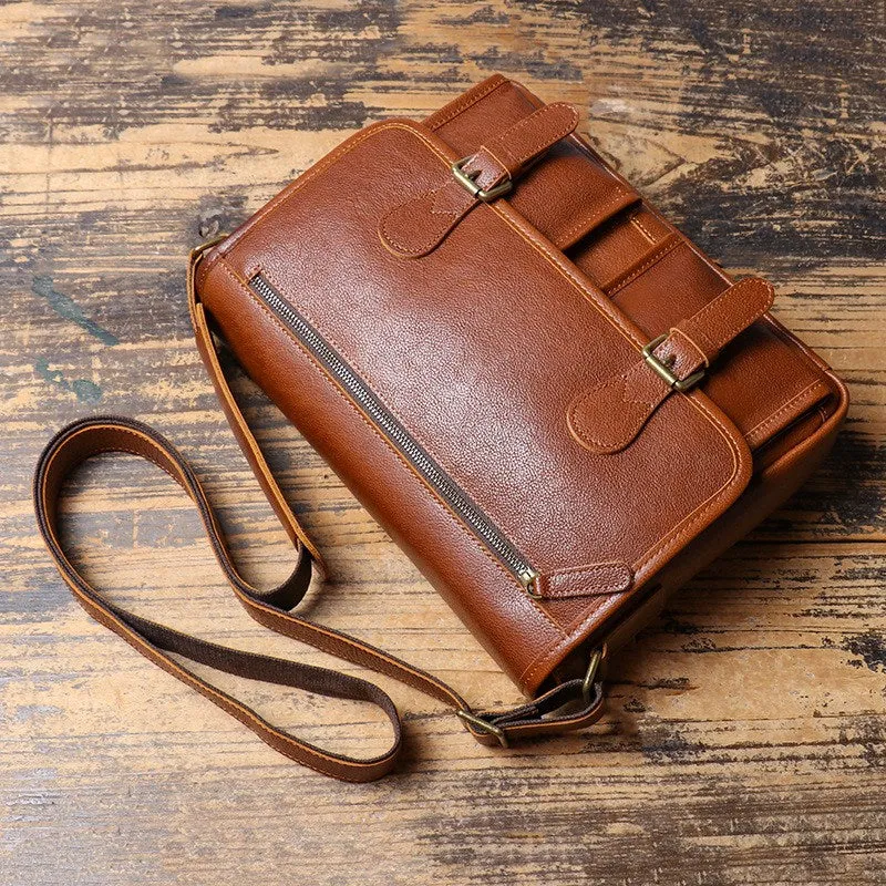 Full Grain Leather Messenger Bag Crossbody Shoulder Bag