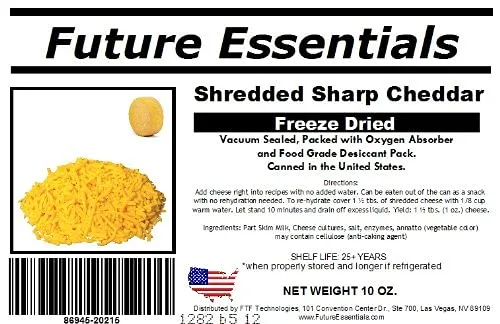 Future Essential - Shredded Sharp Cheese - #2.5 Can