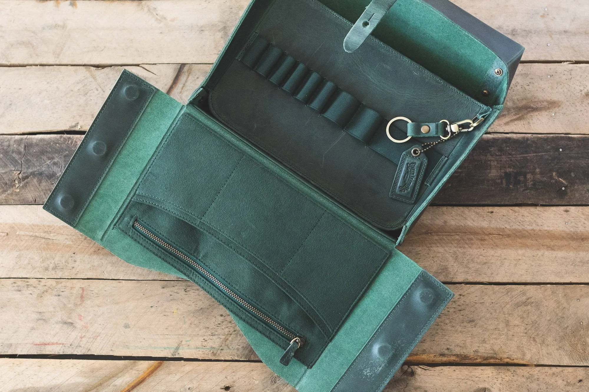 Galen Leather Writer's Medic Bag - Crazy Horse Forest Green