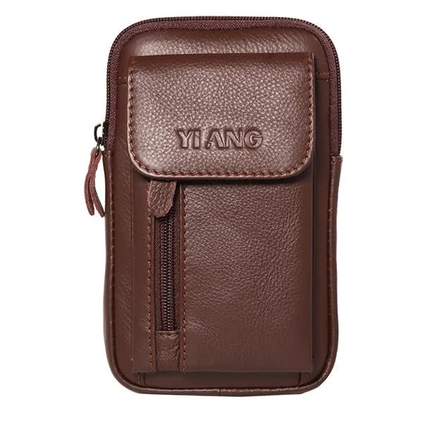 Genuine Leather 5.5-7 Cell Phone Bag Waist Crossbody For Men