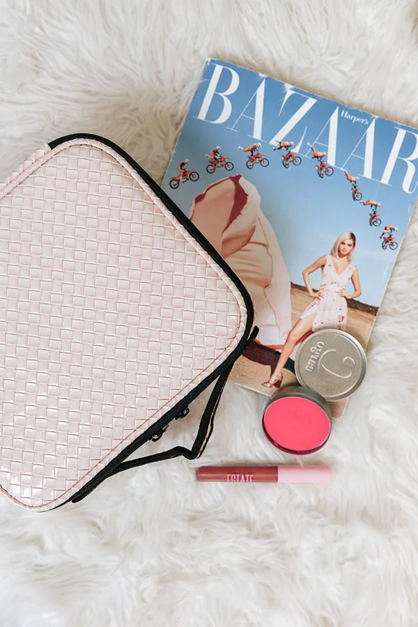 Glisten up Woven Cosmetic Bag In Rose Quartz