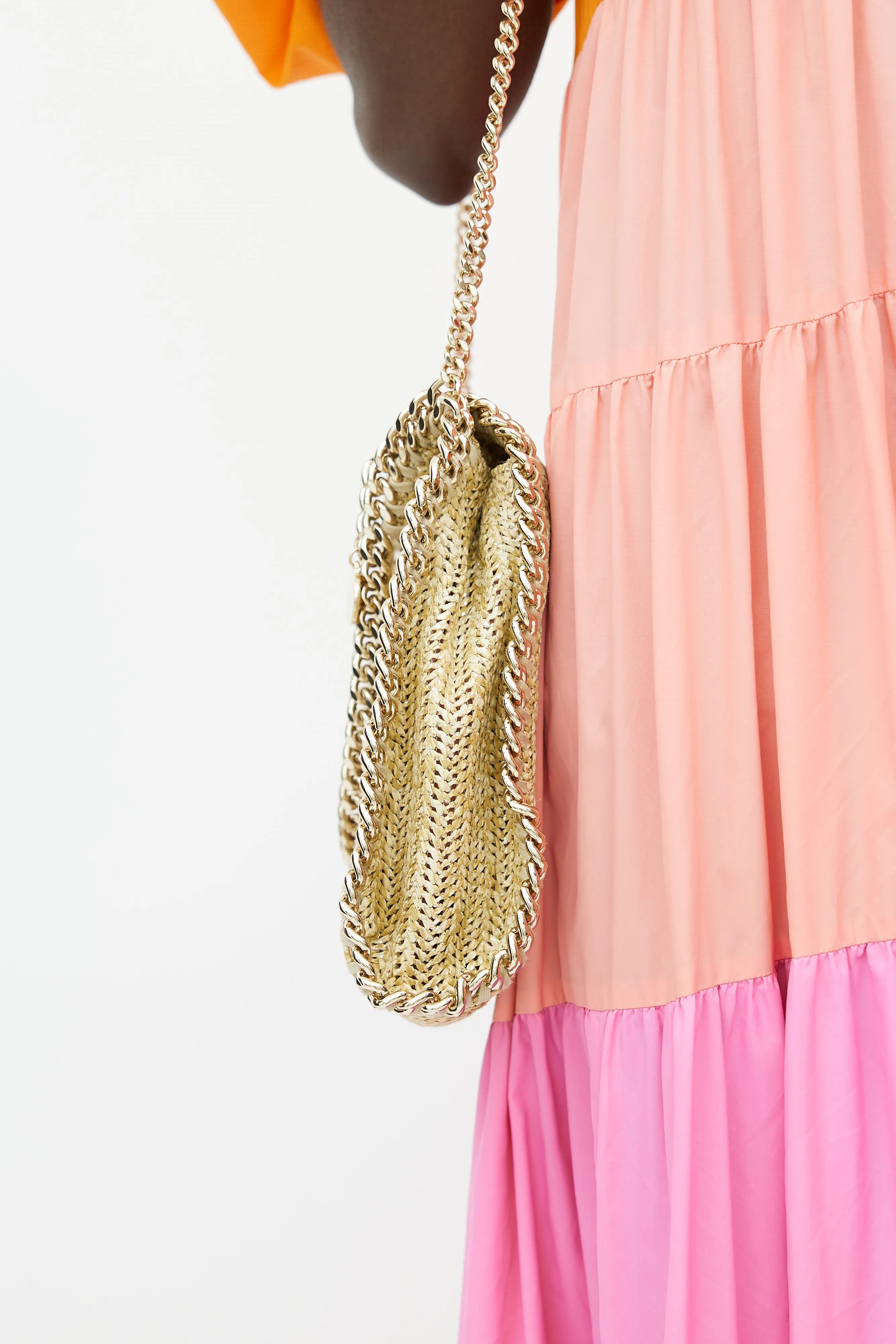 Gold Woven Falabella Crossbody Bag