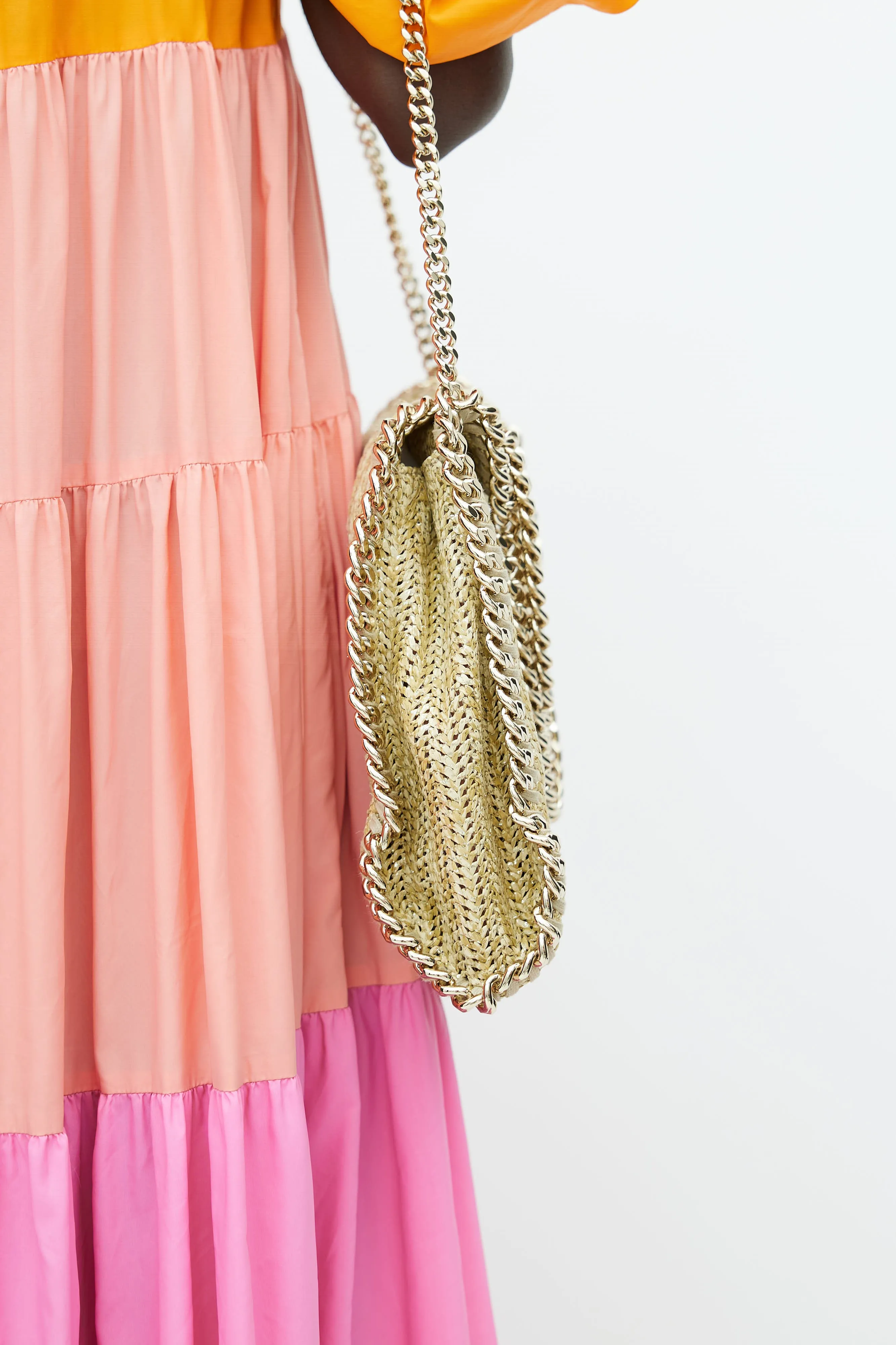 Gold Woven Falabella Crossbody Bag