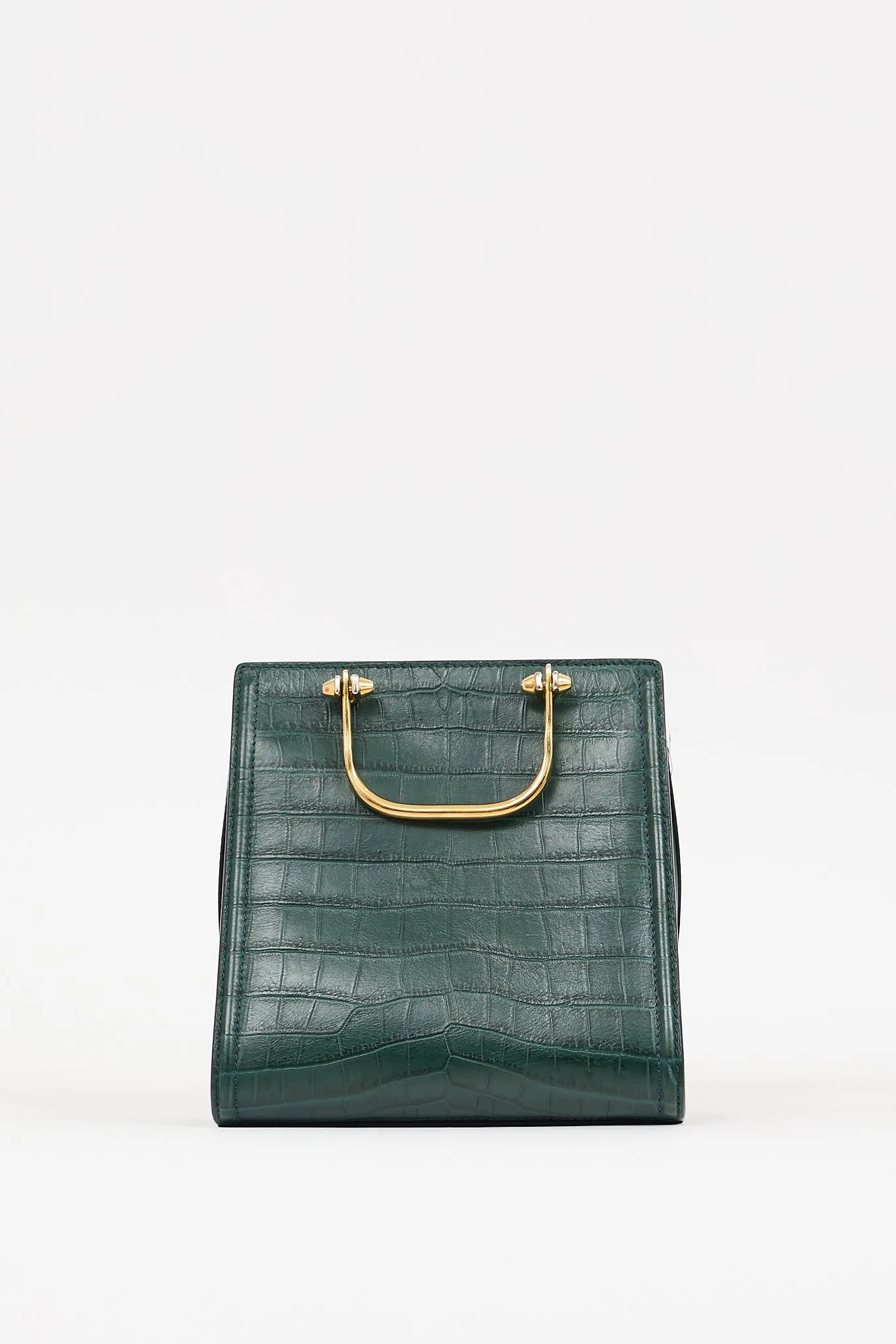 Green Embossed Leather The Short Story Bag