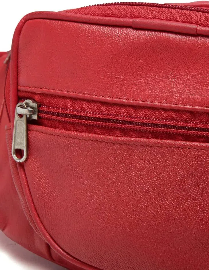 Harold Nappa Leather Large Size Red Waist Fanny Bag