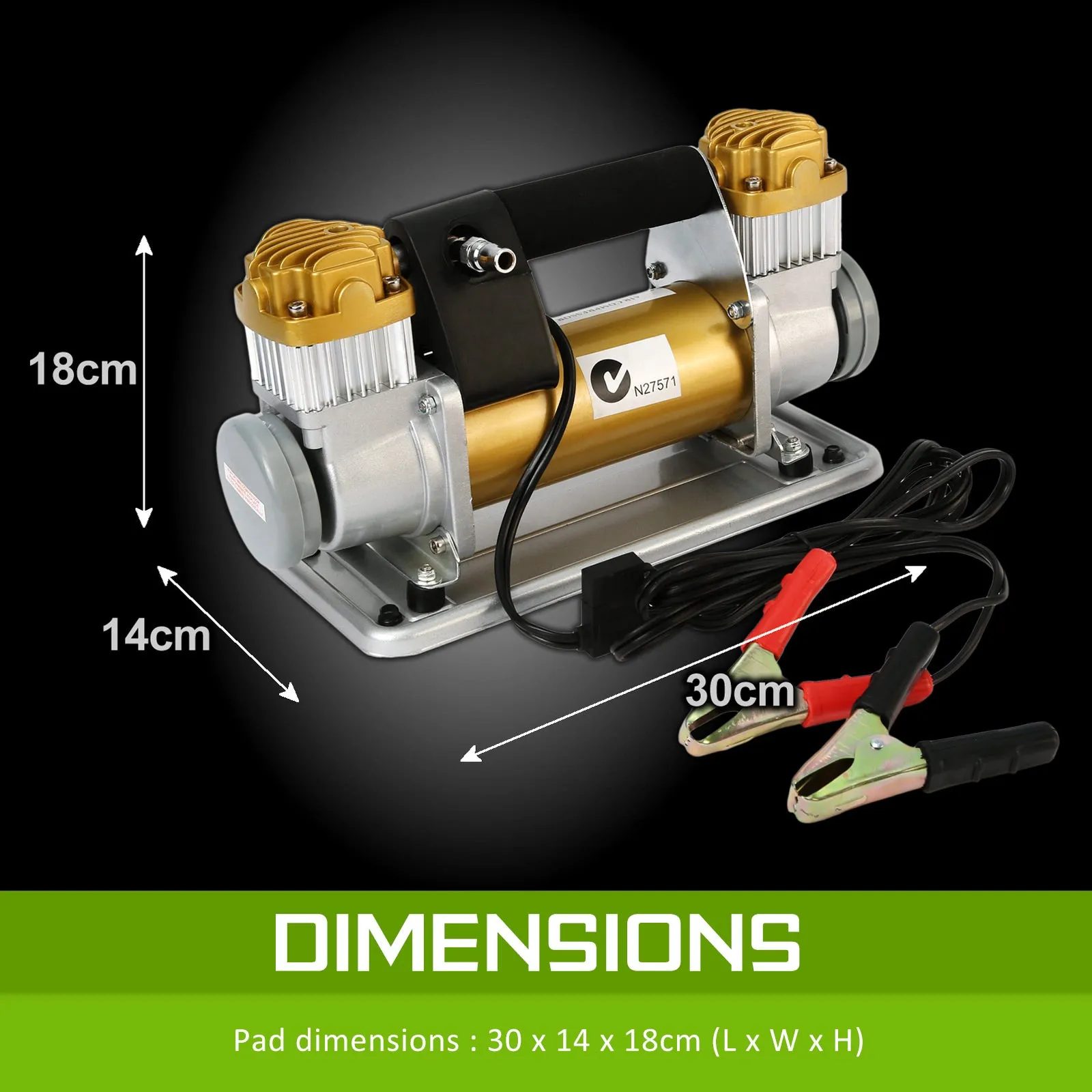 Heavy Duty 200 PSI 12V Car Tyre Air Compressor by Dynamic Power