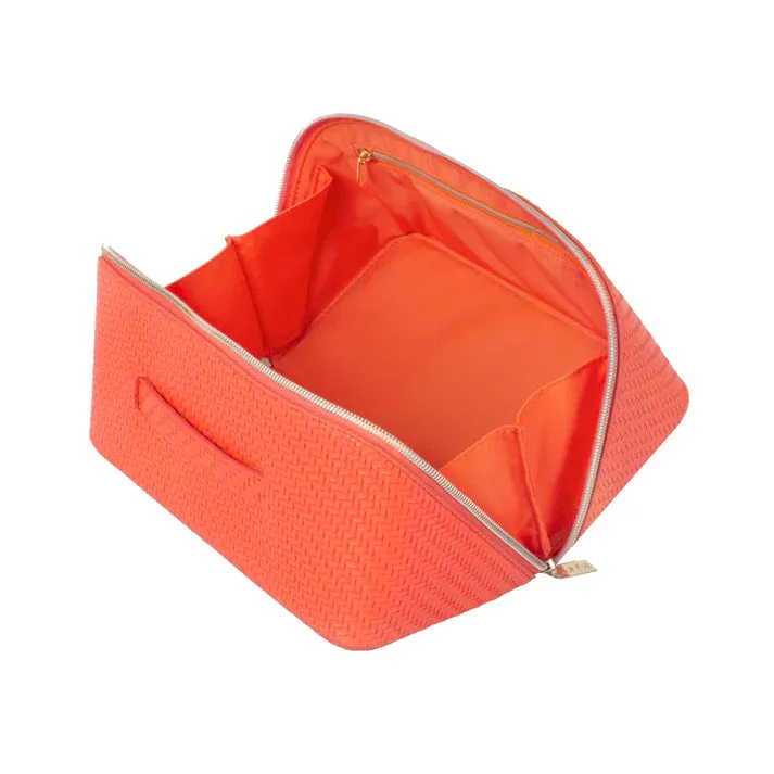 Herringbone Cosmetic Bag Collection | Tangerine