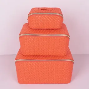 Herringbone Cosmetic Bag Collection | Tangerine