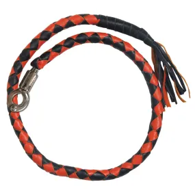 Hot Leathers MWH1104 ‘Get Back’ Genuine Black and Orange Leather Whip