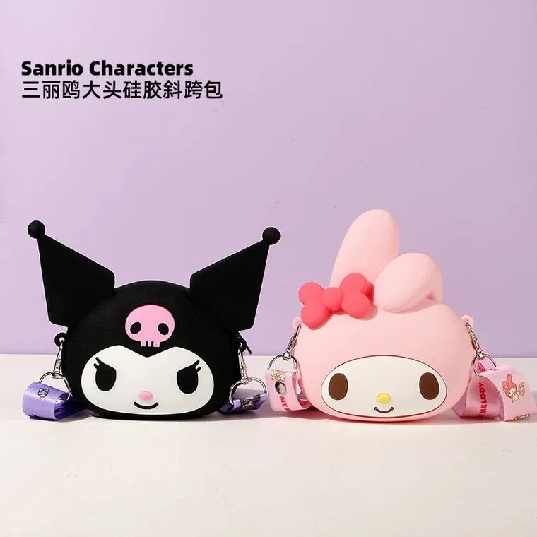 Japan Sanrio Silicone Big Head Shoulder Bag | Hello Kitty My Melody Kuromi Cinnamoroll -  Kawaii Bag Birthday Girlfriend Children Gift