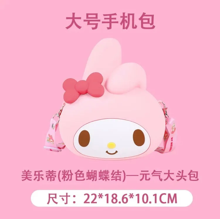 Japan Sanrio Silicone Big Head Shoulder Bag | Hello Kitty My Melody Kuromi Cinnamoroll -  Kawaii Bag Birthday Girlfriend Children Gift