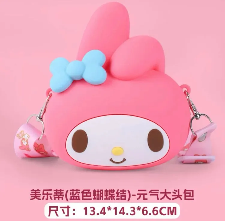 Japan Sanrio Silicone Big Head Shoulder Bag | Hello Kitty My Melody Kuromi Cinnamoroll -  Kawaii Bag Birthday Girlfriend Children Gift