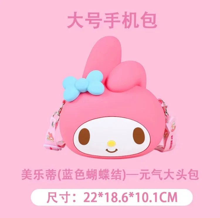 Japan Sanrio Silicone Big Head Shoulder Bag | Hello Kitty My Melody Kuromi Cinnamoroll -  Kawaii Bag Birthday Girlfriend Children Gift