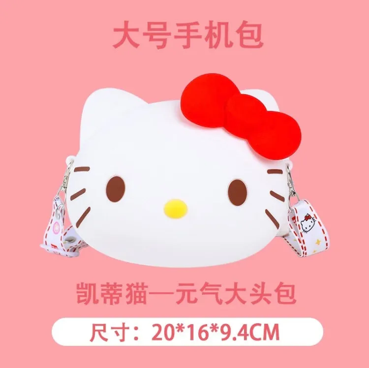 Japan Sanrio Silicone Big Head Shoulder Bag | Hello Kitty My Melody Kuromi Cinnamoroll -  Kawaii Bag Birthday Girlfriend Children Gift