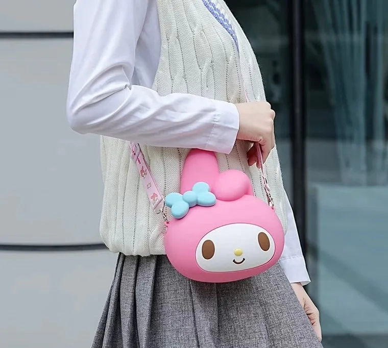 Japan Sanrio Silicone Big Head Shoulder Bag | Hello Kitty My Melody Kuromi Cinnamoroll -  Kawaii Bag Birthday Girlfriend Children Gift