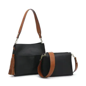 JEN & CO LYLA BUCKET BAG BLACK/BROWN