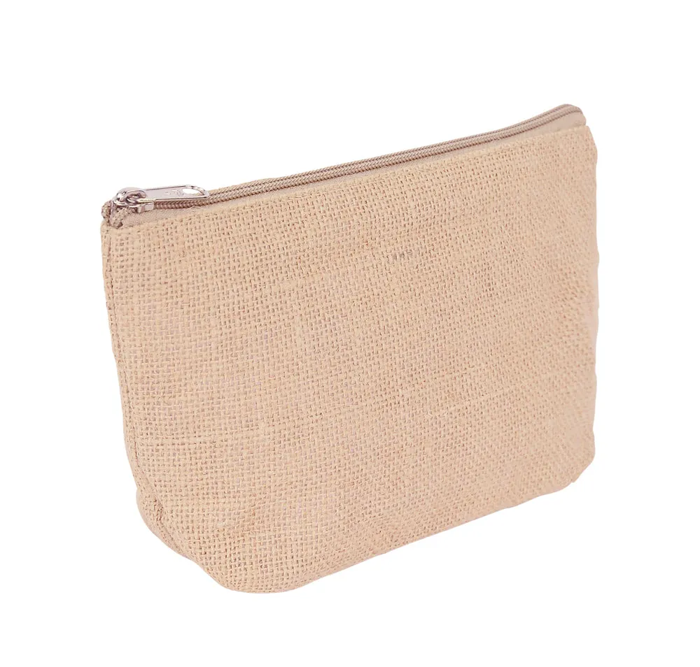 Jute Cosmetic Zipper Bag Plain