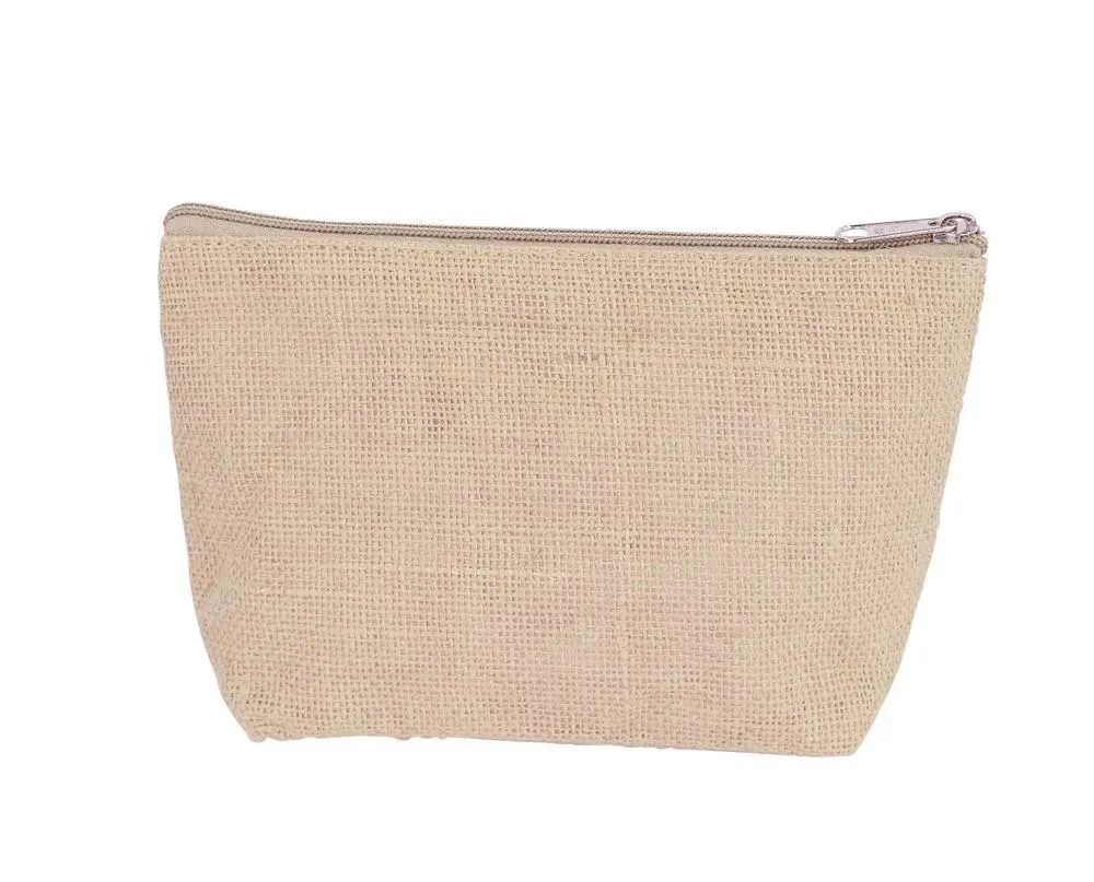 Jute Cosmetic Zipper Bag Plain