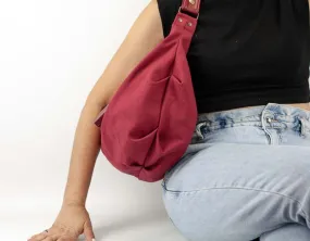 Kallia mini bag - Wine red canvas and leather